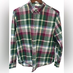 J. Crew Men’s Indian Madras Button Down Shirt. Size Medium 100% Cotton